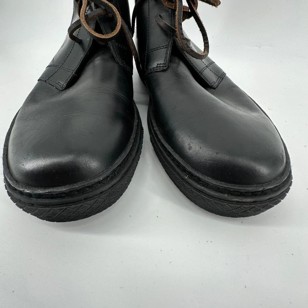 Frye Chukka Boots Mens 10.5 Black Leather Shearling Lined Utility Minimalist‎